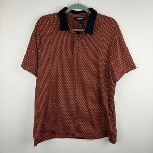 Express Rust Geometric Print Polo Shirt Retro Mod Pattern XL